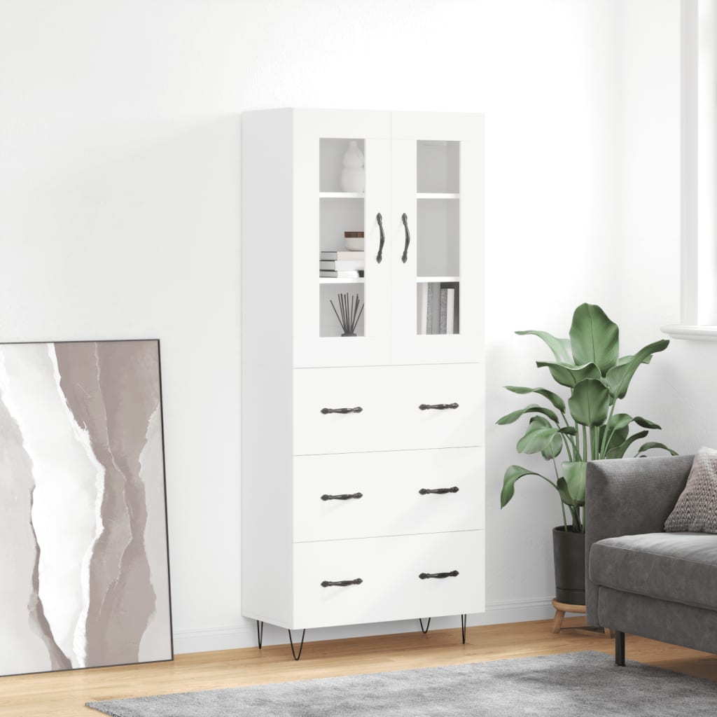 Visoka komoda bijela 69,5x34x180 cm konstruirano drvo