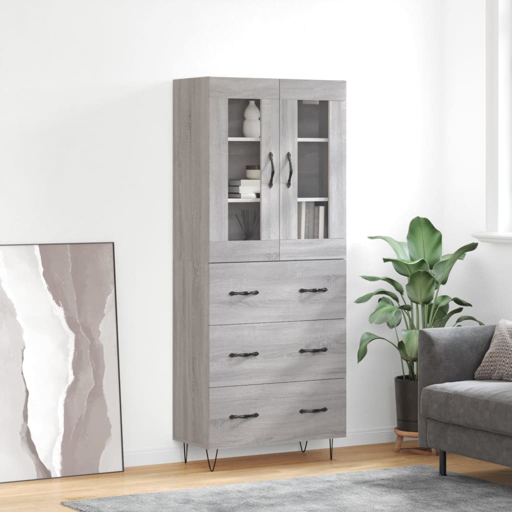 Visoka komoda siva sonome 69,5x34x180 cm od konstruiranog drva