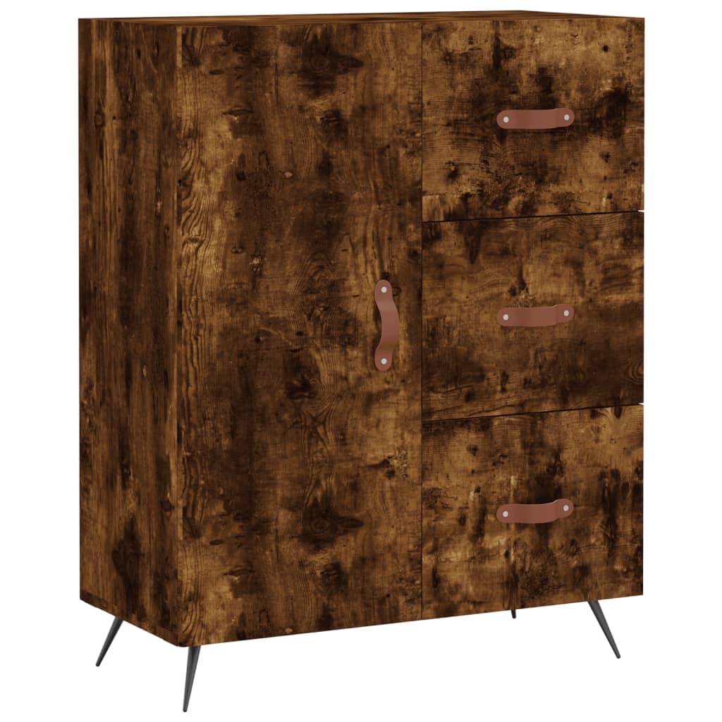 Visoka komoda dimljeni hrast 69,5x34x180 cm konstruiranog drva