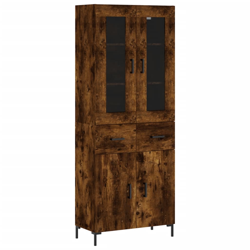 Visoka komoda dimljeni hrast 69,5x34x180 cm konstruiranog drva