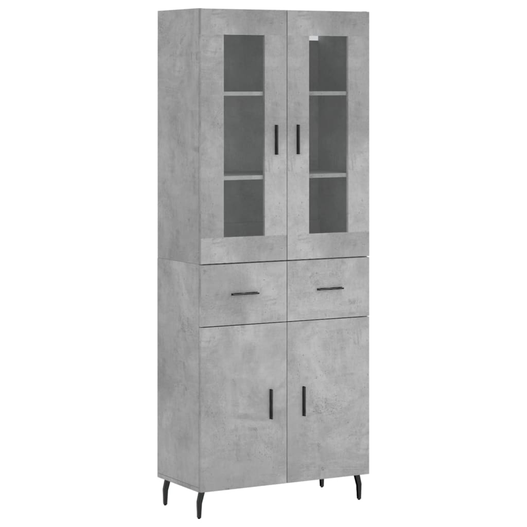 Visoka komoda siva betona 69,5x34x180 cm od konstruiranog drva