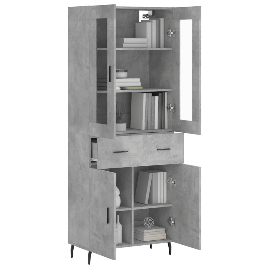 Visoka komoda siva betona 69,5x34x180 cm od konstruiranog drva