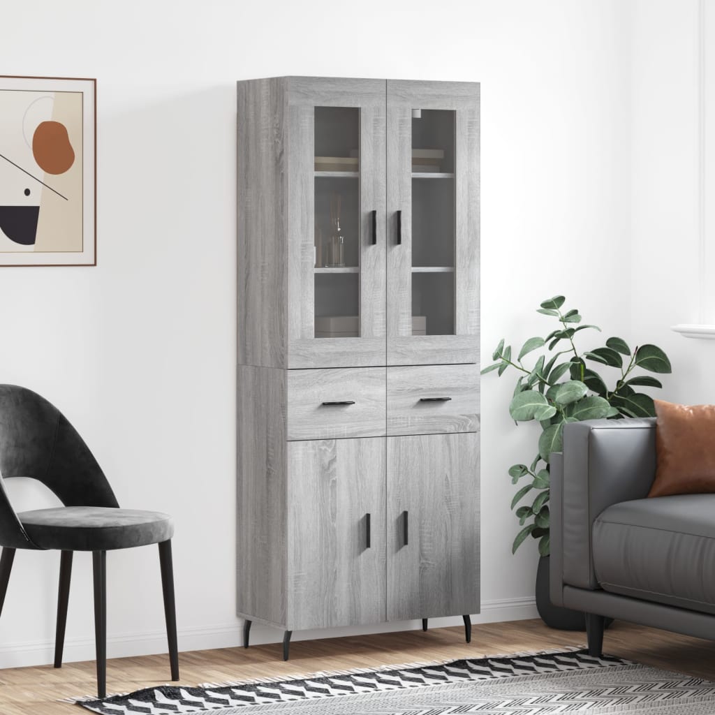 Visoka komoda siva sonome 69,5x34x180 cm od konstruiranog drva