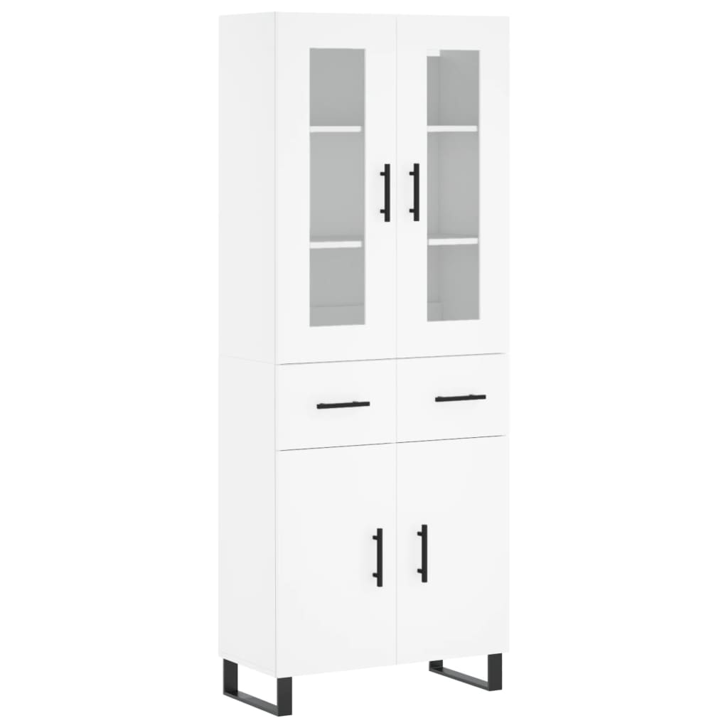 Visoka komoda bijela 69,5x34x180 cm konstruirano drvo