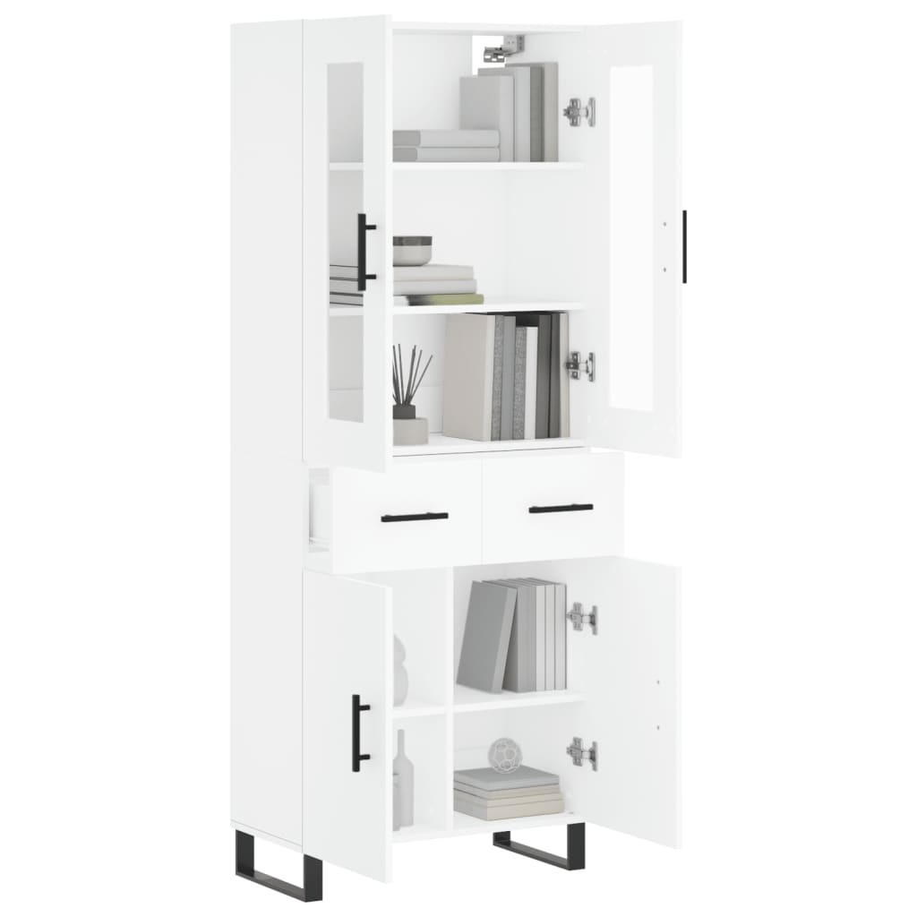 Visoka komoda bijela 69,5x34x180 cm konstruirano drvo