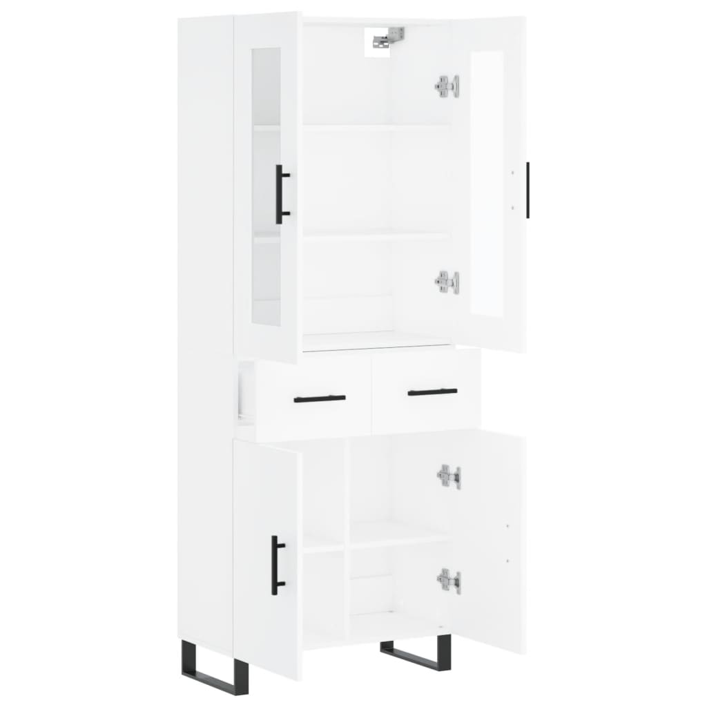 Visoka komoda bijela 69,5x34x180 cm konstruirano drvo
