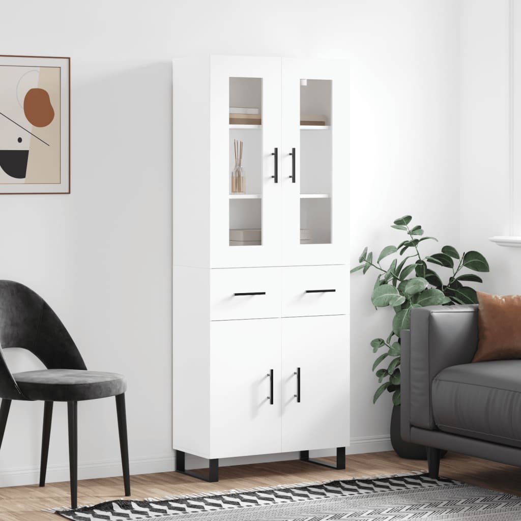 Visoka komoda bijela 69,5x34x180 cm konstruirano drvo