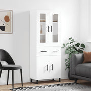Visoka komoda bijela 69,5x34x180 cm konstruirano drvo