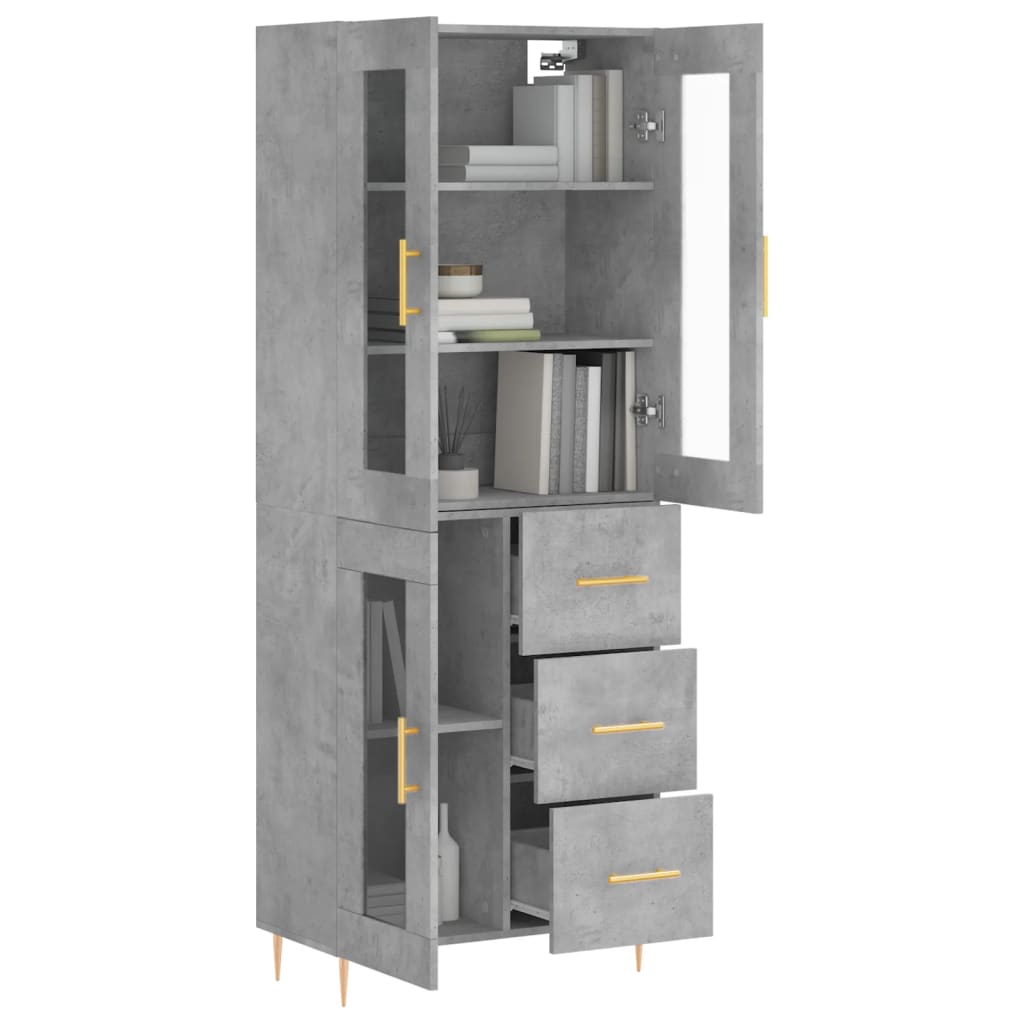Visoka komoda siva betona 69,5x34x180 cm od konstruiranog drva