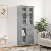 Visoka komoda siva betona 69,5x34x180 cm od konstruiranog drva