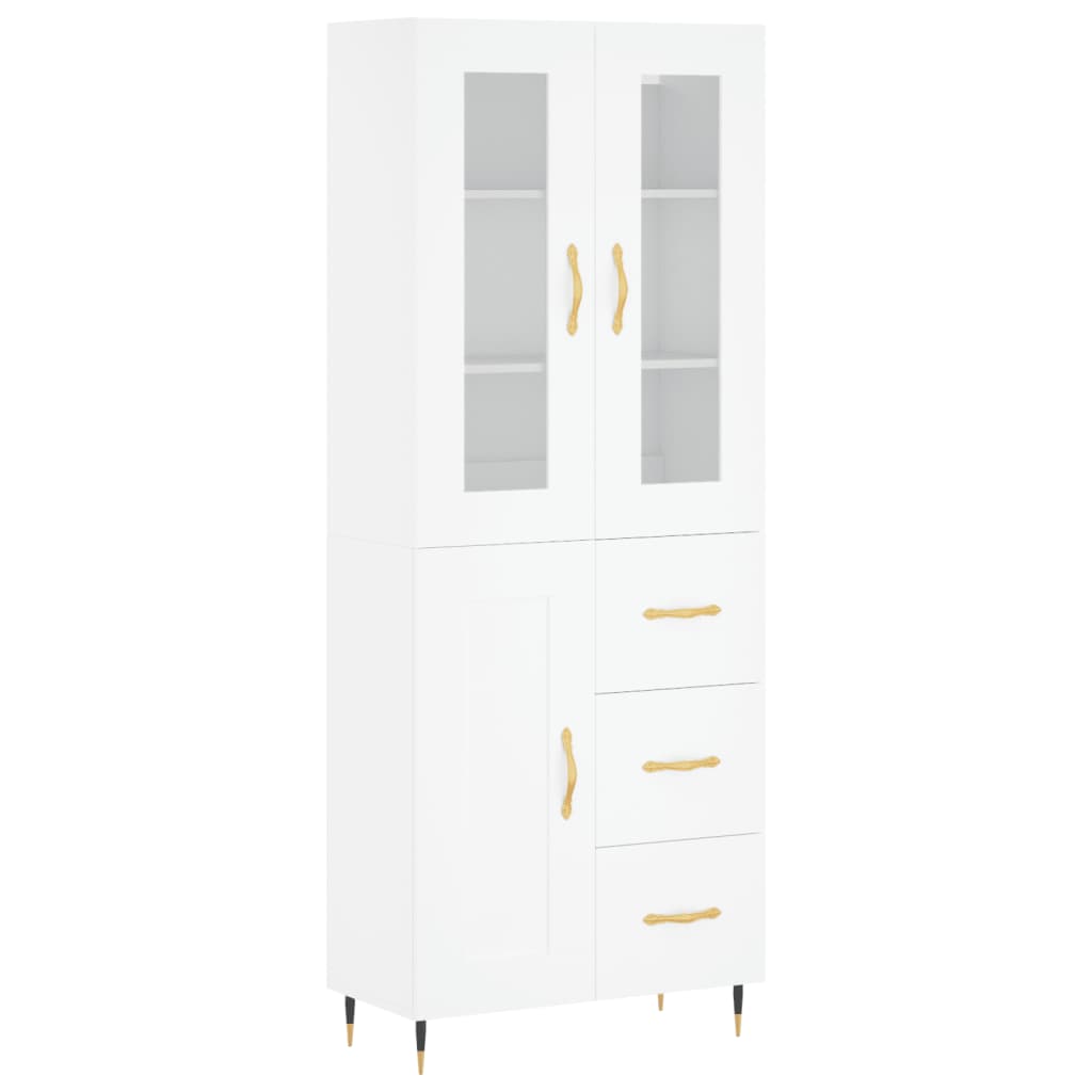 Visoka komoda bijela 69,5x34x180 cm konstruirano drvo