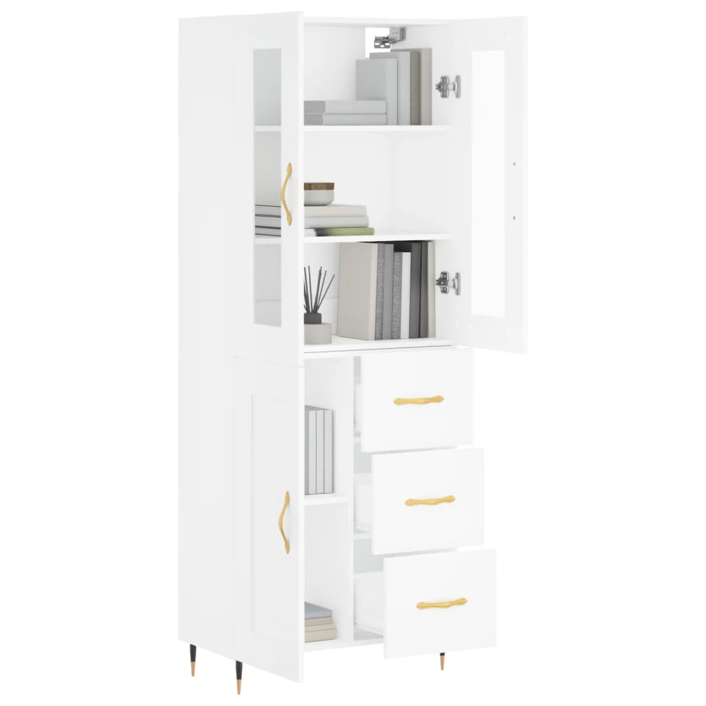 Visoka komoda bijela 69,5x34x180 cm konstruirano drvo