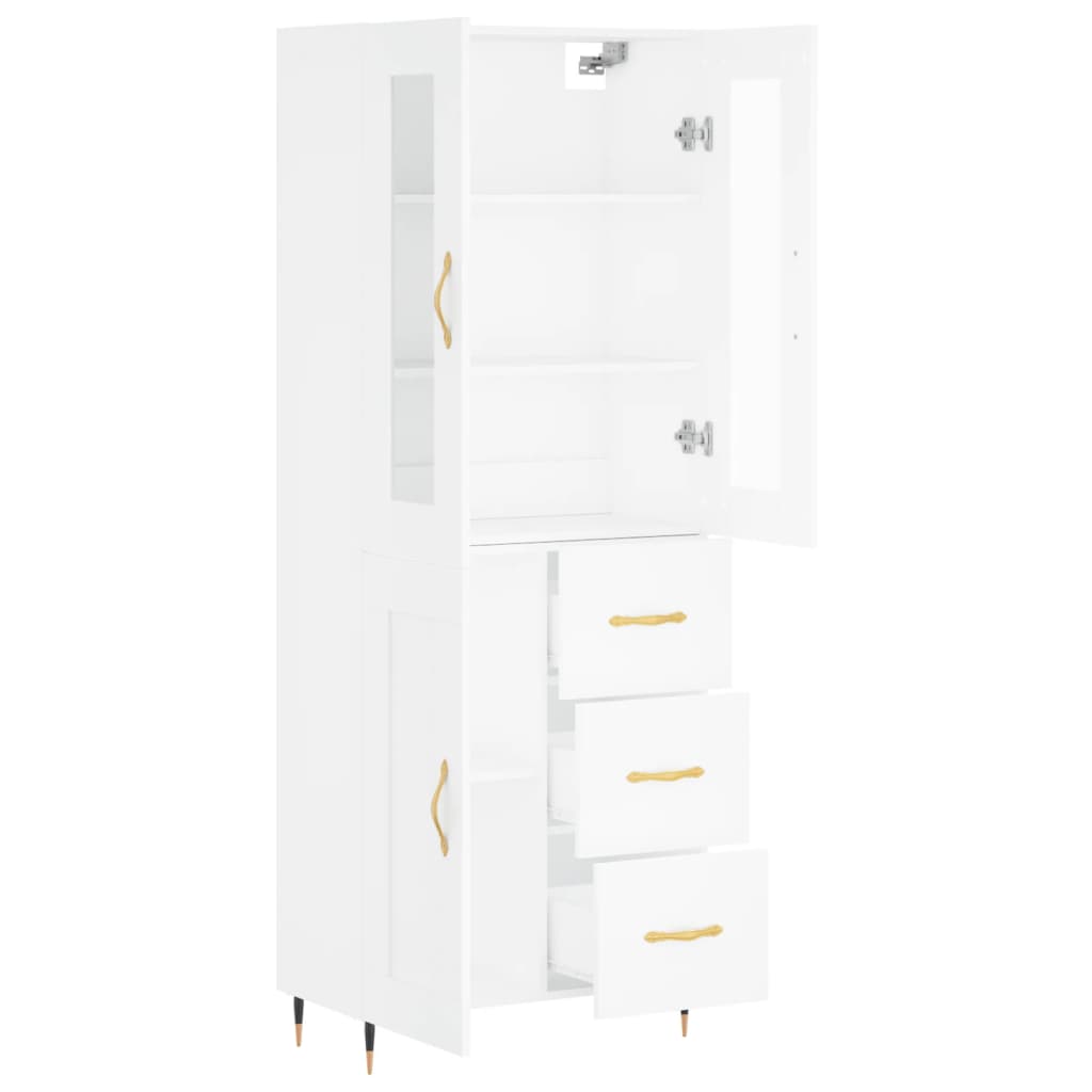 Visoka komoda bijela 69,5x34x180 cm konstruirano drvo
