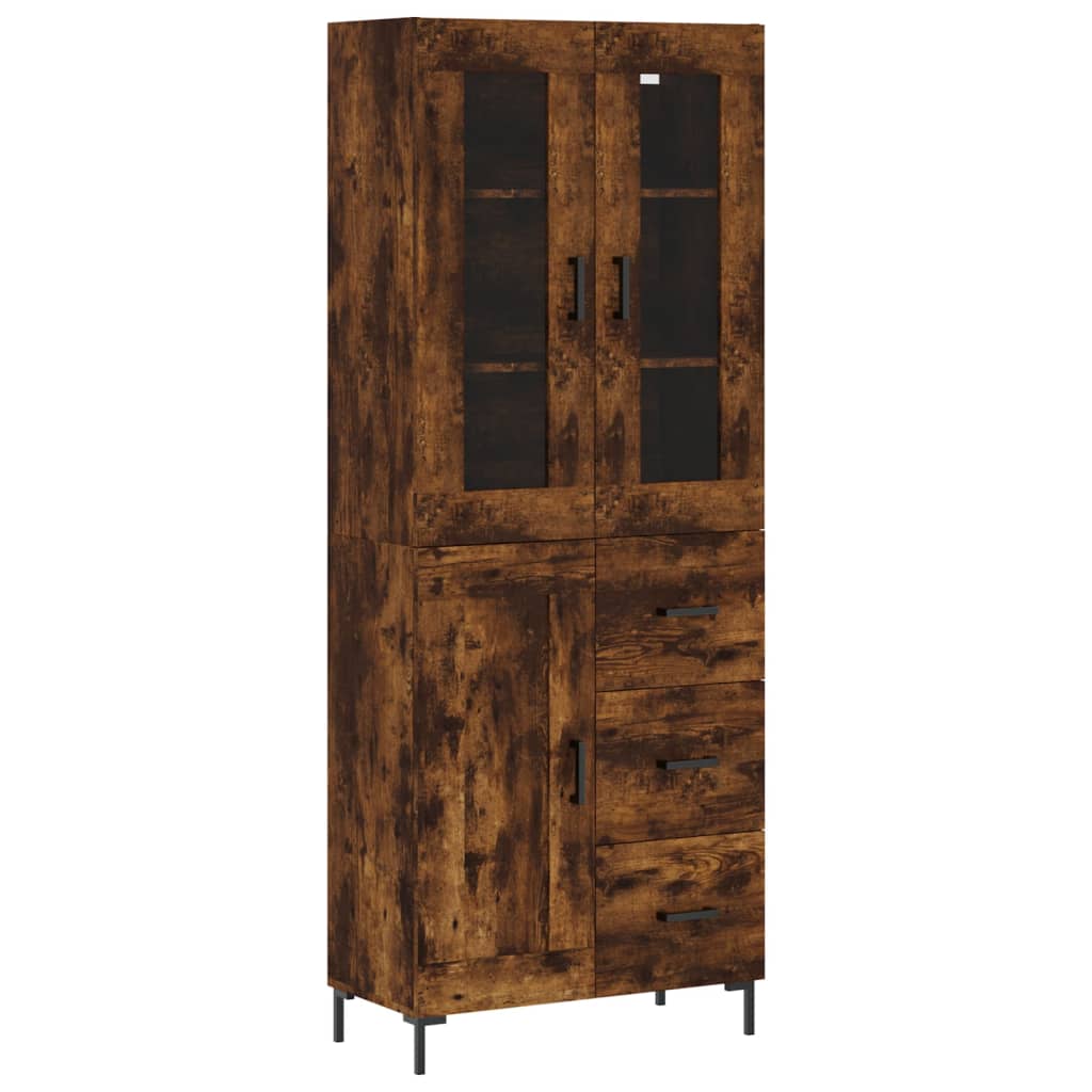 Visoka komoda dimljeni hrast 69,5x34x180 cm konstruiranog drva