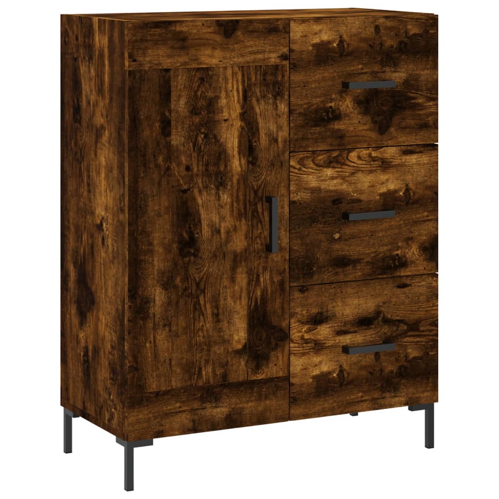 Visoka komoda dimljeni hrast 69,5x34x180 cm konstruiranog drva