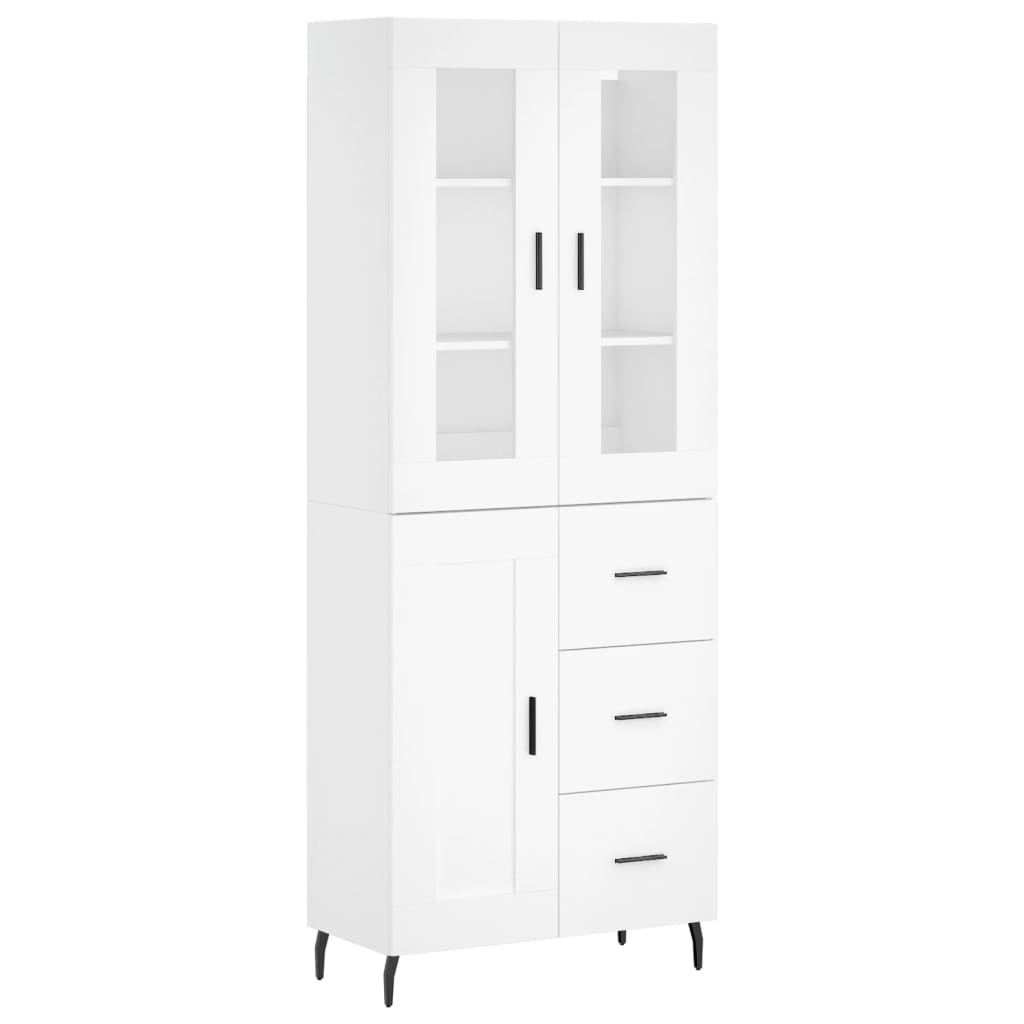 Visoka komoda bijela 69,5x34x180 cm konstruirano drvo