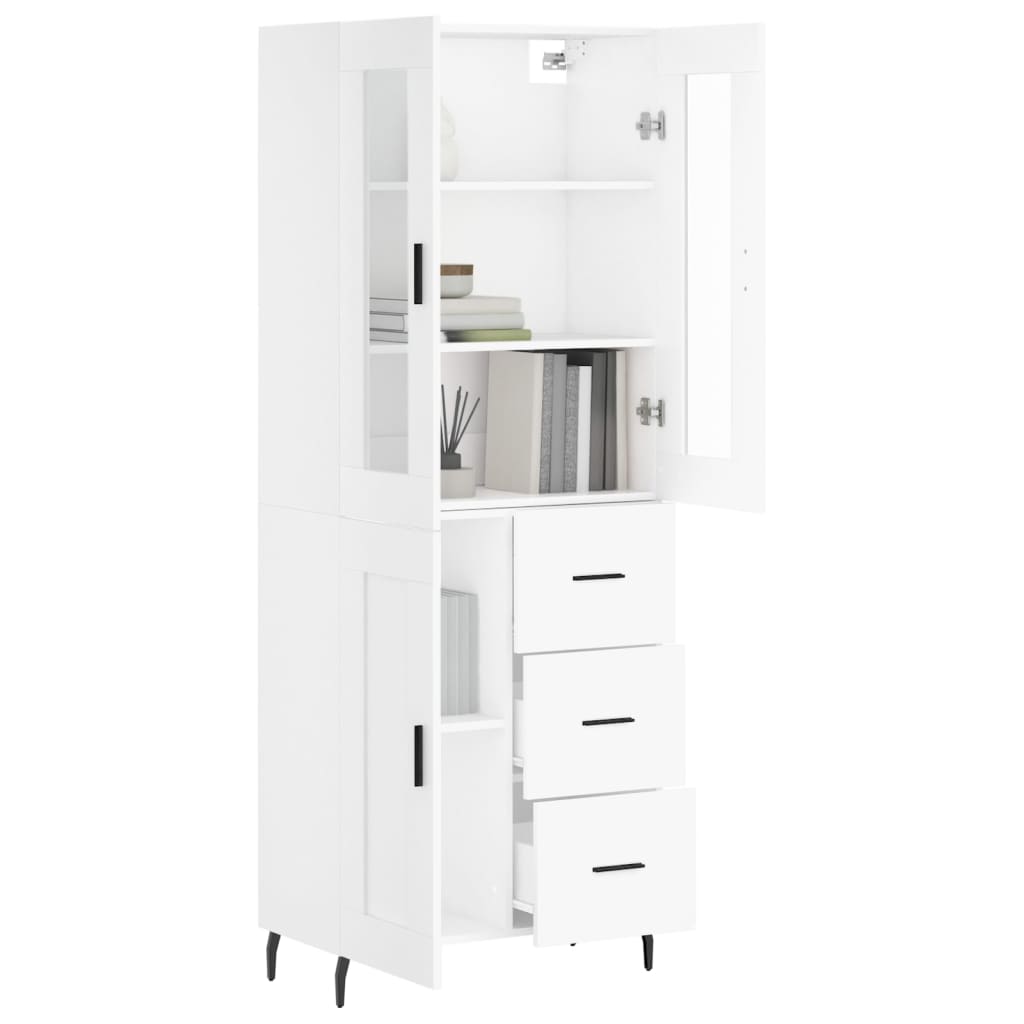 Visoka komoda bijela 69,5x34x180 cm konstruirano drvo