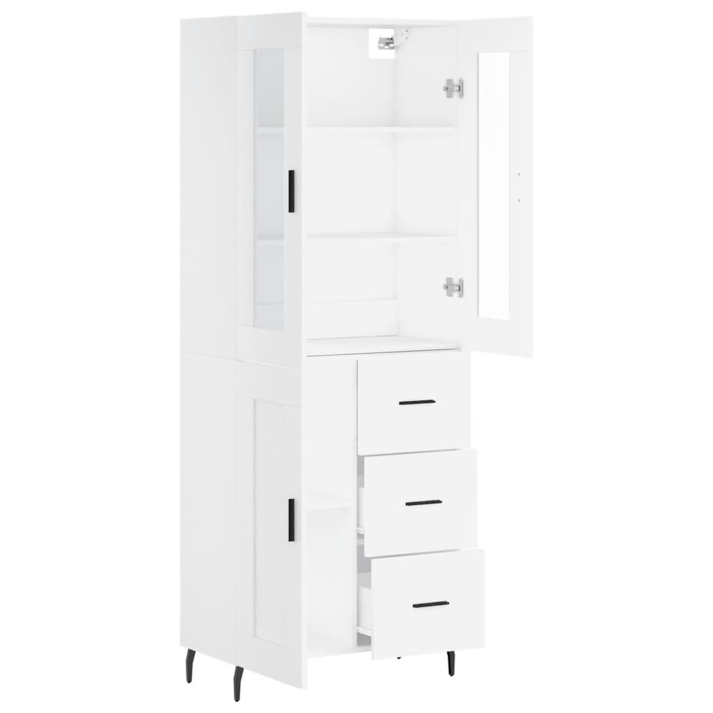 Visoka komoda bijela 69,5x34x180 cm konstruirano drvo