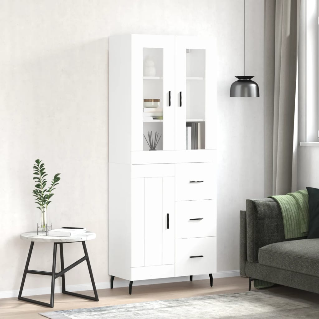 Visoka komoda bijela 69,5x34x180 cm konstruirano drvo