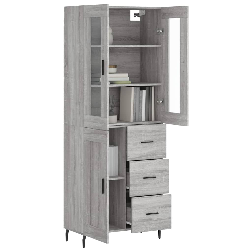 Visoka komoda siva sonome 69,5x34x180 cm od konstruiranog drva