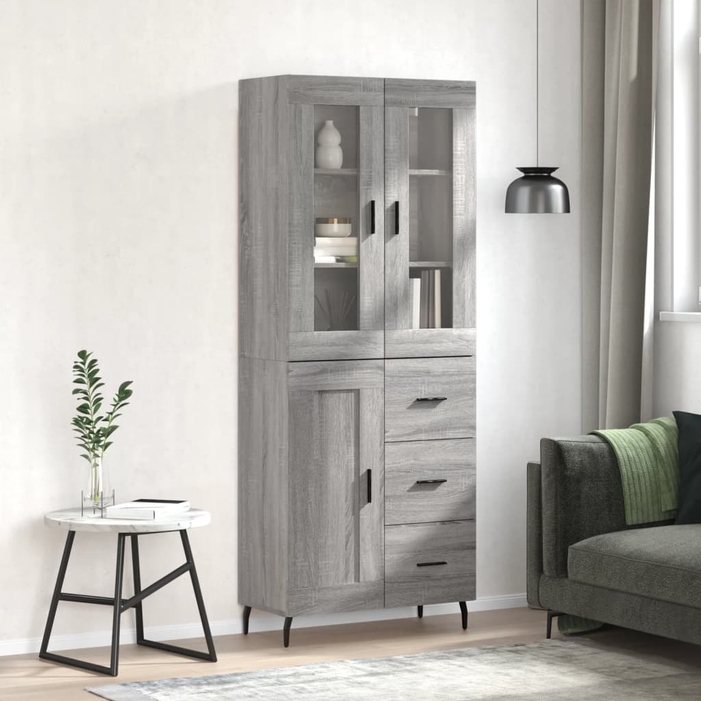 Visoka komoda siva sonome 69,5x34x180 cm od konstruiranog drva