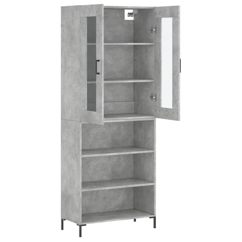 Visoka komoda siva betona 69,5x34x180 cm od konstruiranog drva