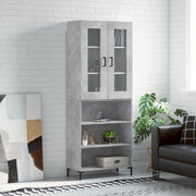 Visoka komoda siva betona 69,5x34x180 cm od konstruiranog drva