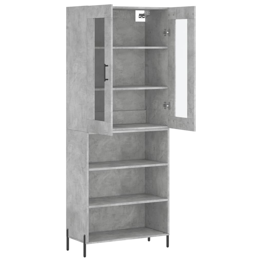 Visoka komoda siva betona 69,5x34x180 cm od konstruiranog drva