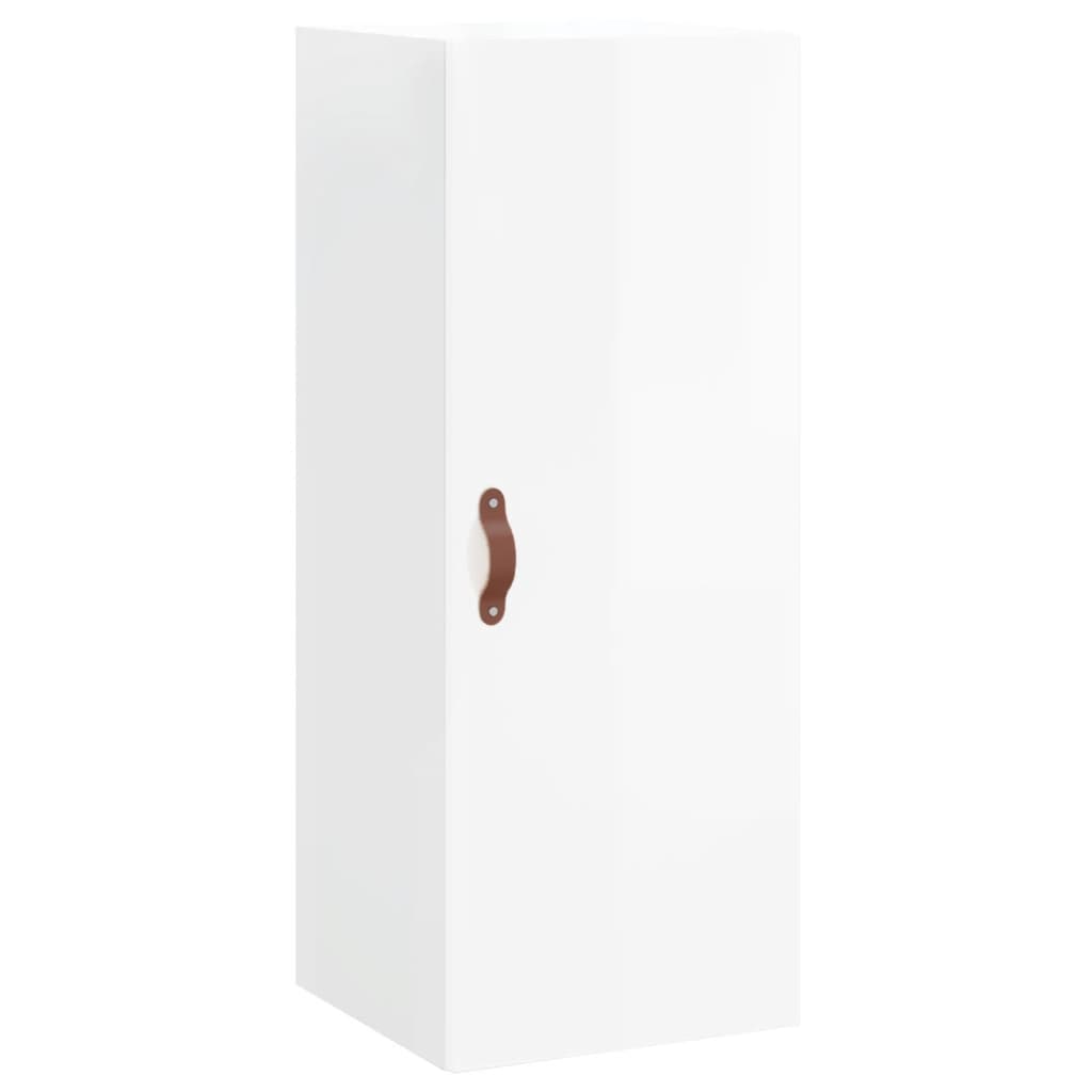 Visoka komoda sjajna bijela 34,5x34x180 cm konstruirano drvo