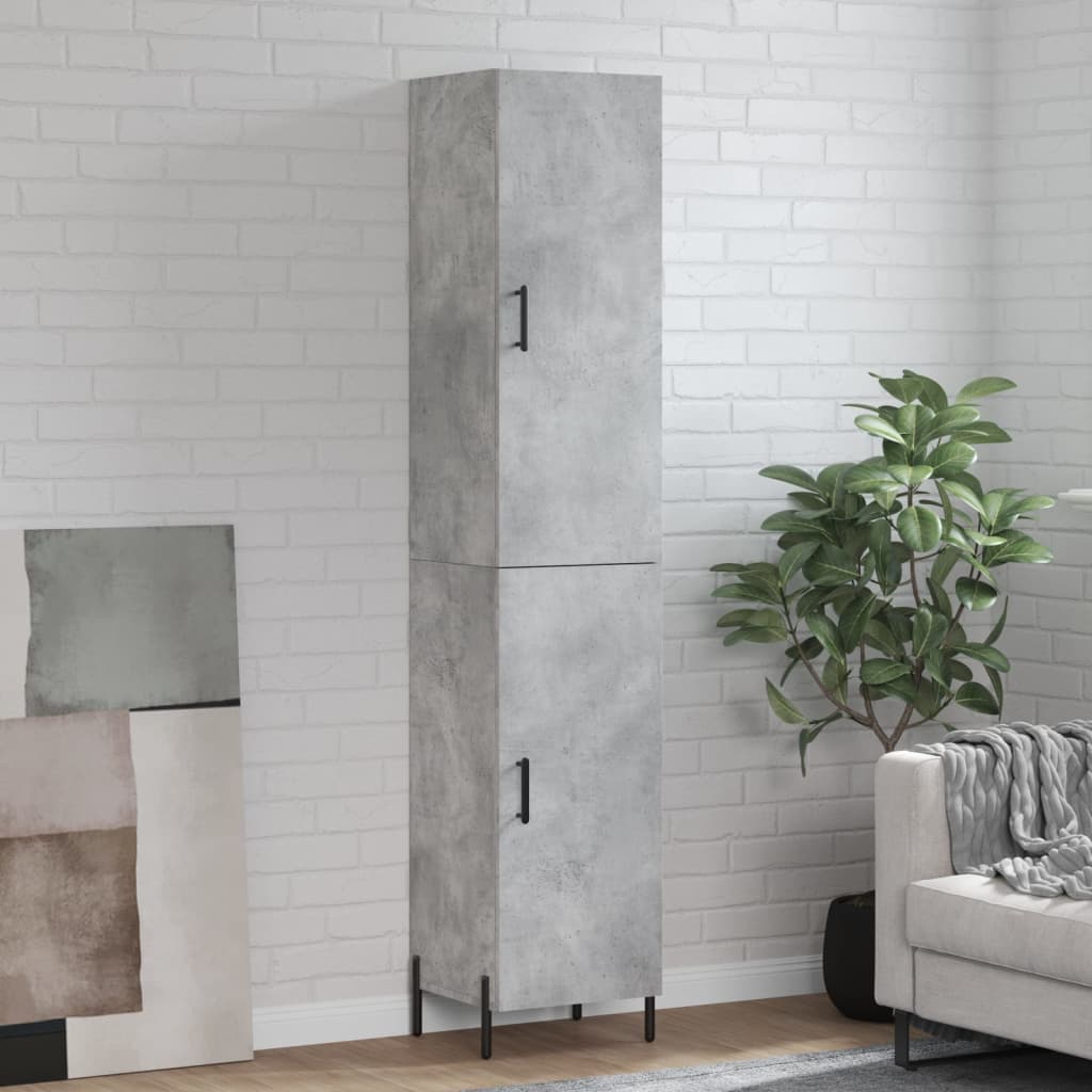 Visoka komoda siva betona 34,5x34x180 cm od konstruiranog drva
