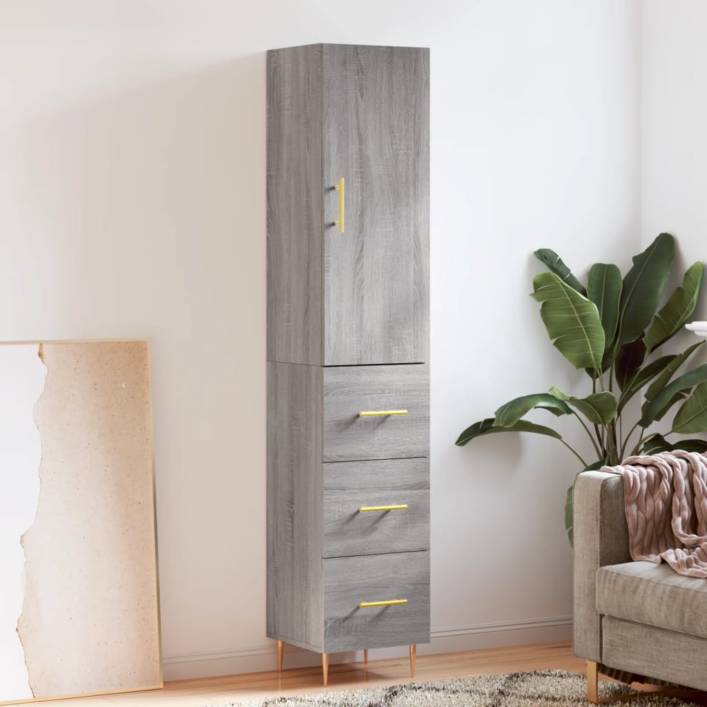 Visoka komoda siva sonome 34,5x34x180 cm od konstruiranog drva