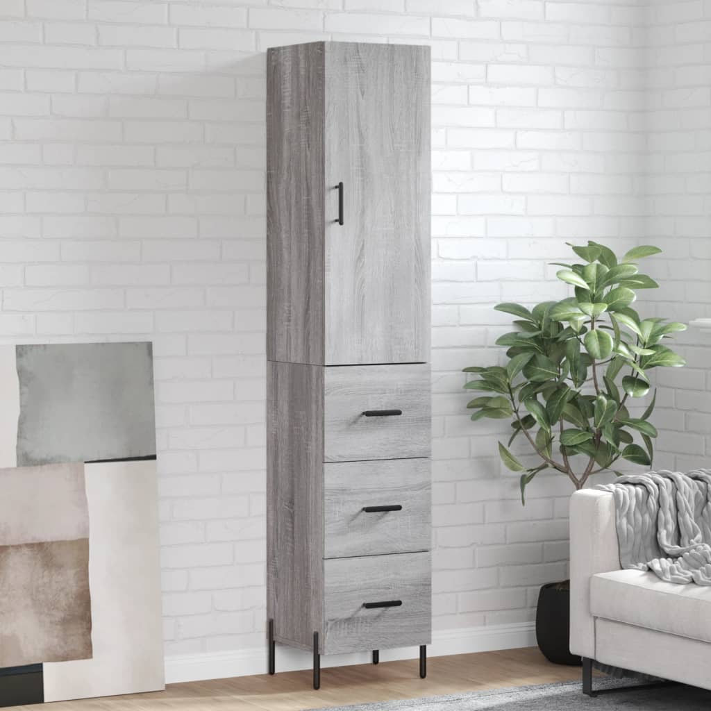 Visoka komoda siva sonome 34,5x34x180 cm od konstruiranog drva