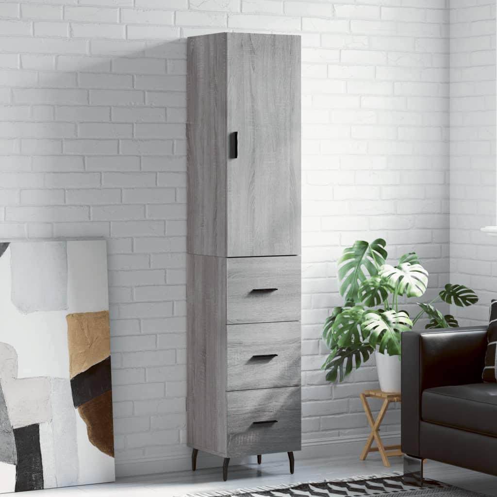 Visoka komoda siva sonome 34,5x34x180 cm od konstruiranog drva