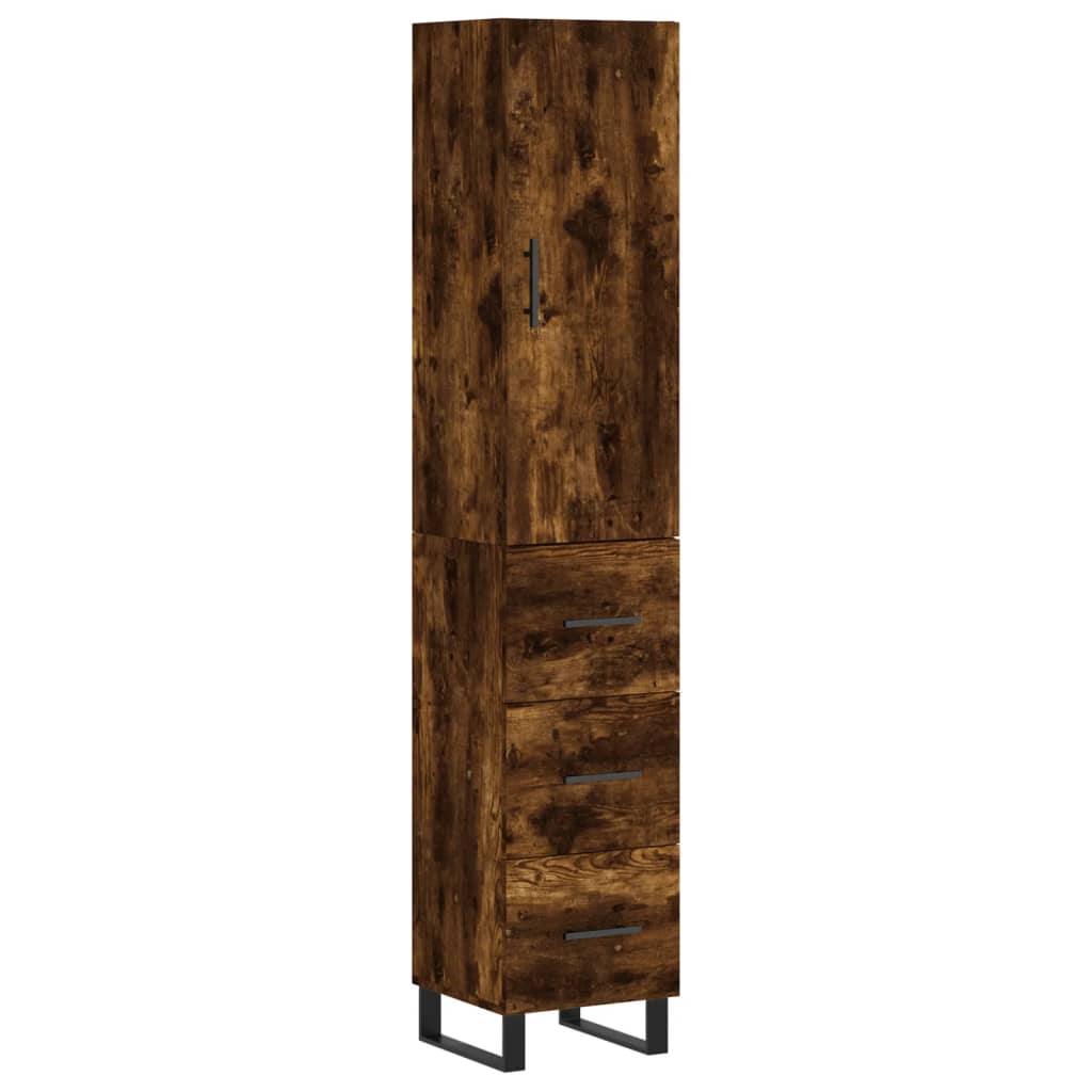 Visoka komoda dimljeni hrast 34,5x34x180cm konstruiranog drva