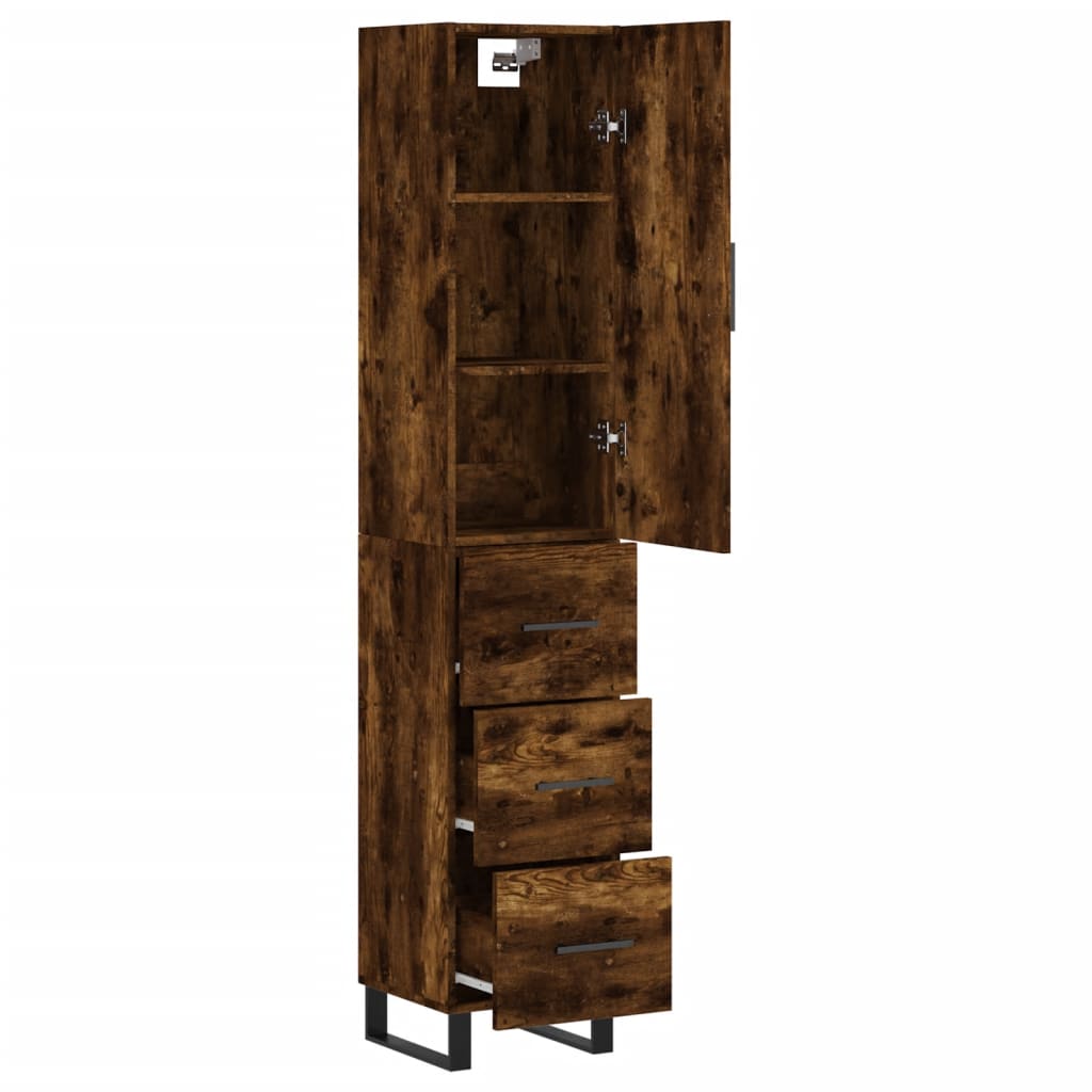 Visoka komoda dimljeni hrast 34,5x34x180cm konstruiranog drva