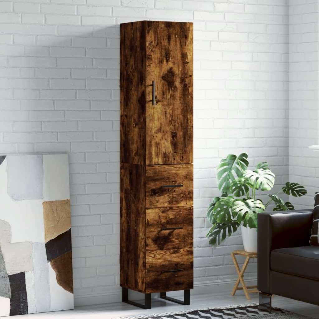 Visoka komoda dimljeni hrast 34,5x34x180cm konstruiranog drva