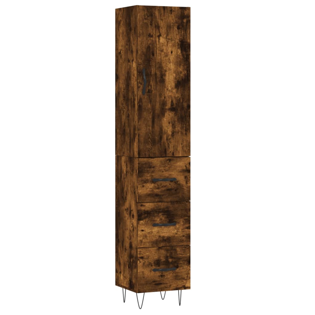 Visoka komoda dimljeni hrast 34,5x34x180cm konstruiranog drva