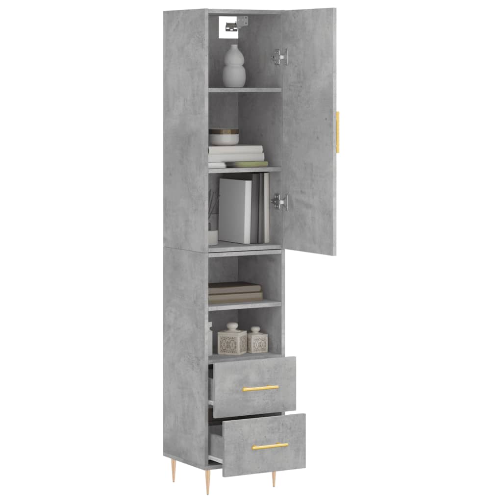Visoka komoda siva betona 34,5x34x180 cm od konstruiranog drva