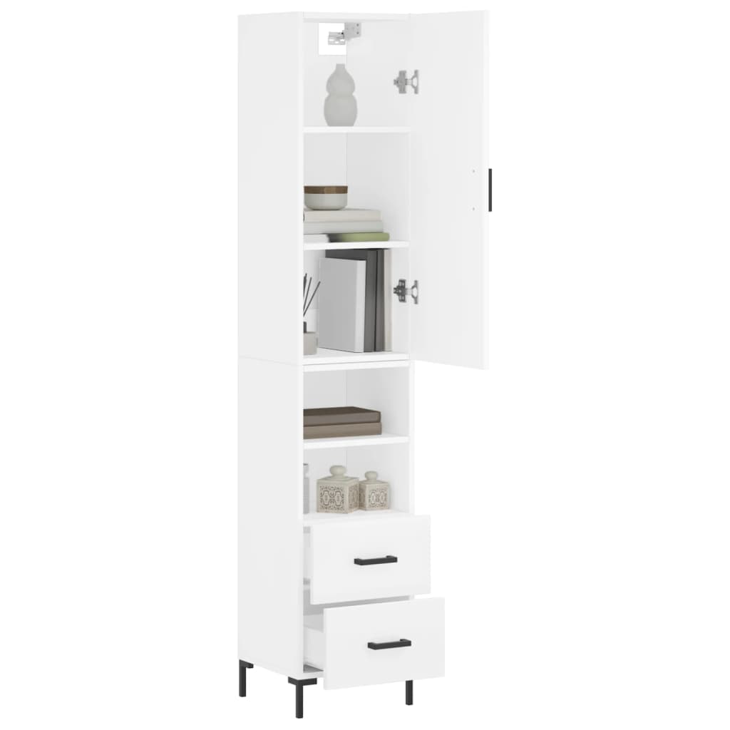 Visoka komoda bijeli 34,5x34x180 cm od konstruiranog drva