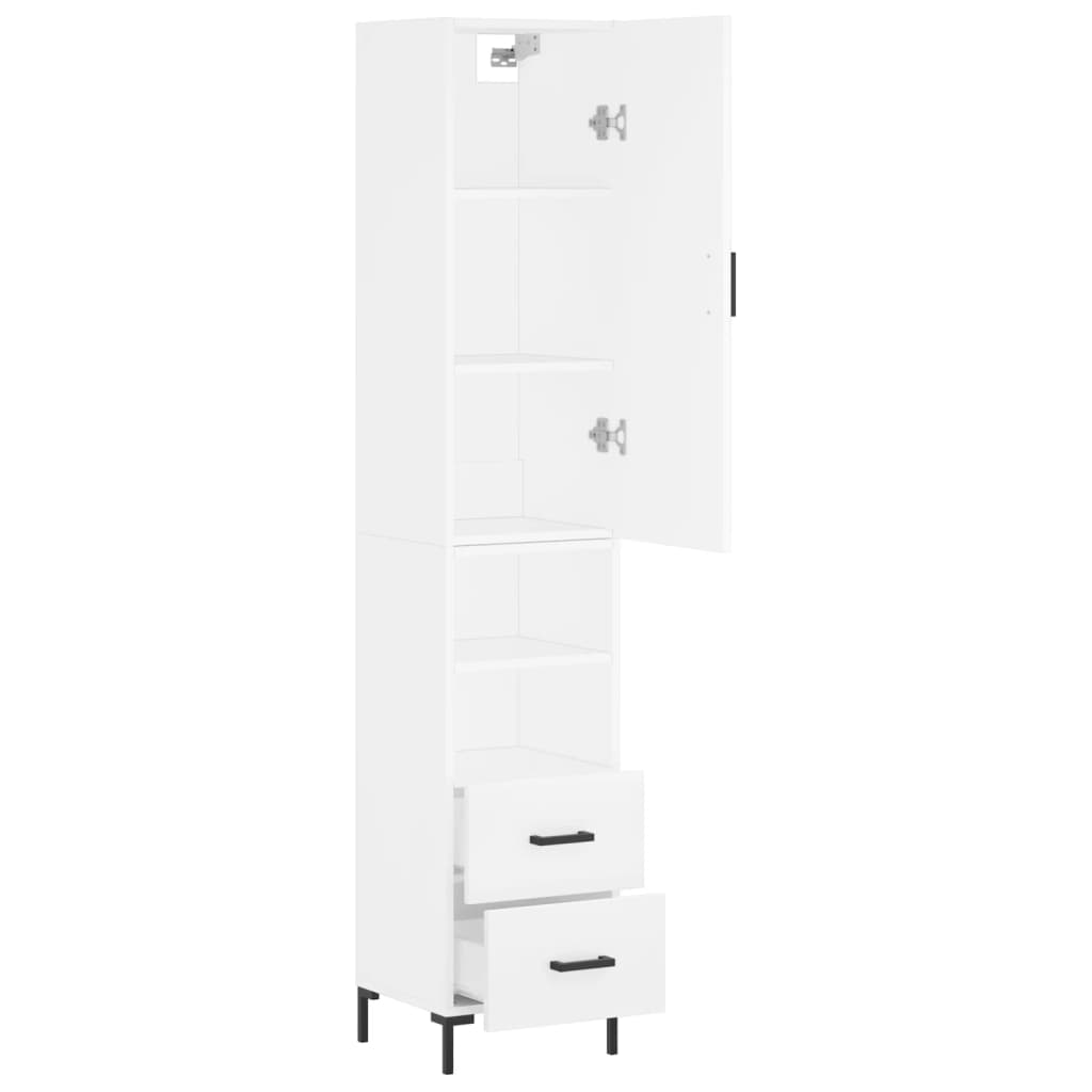 Visoka komoda bijeli 34,5x34x180 cm od konstruiranog drva
