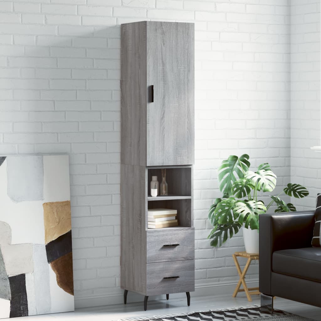 Visoka komoda siva sonome 34,5x34x180 cm od konstruiranog drva