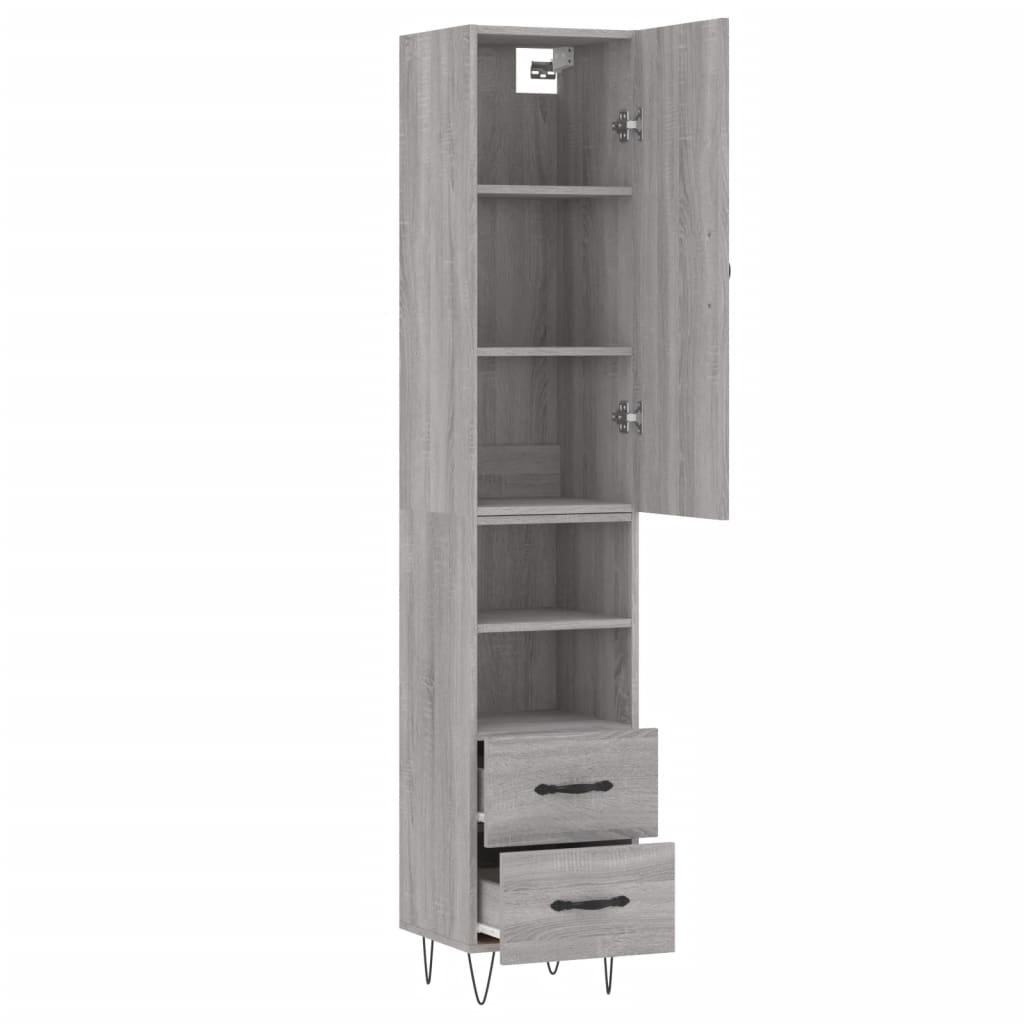 Visoka komoda siva sonome 34,5x34x180 cm od konstruiranog drva