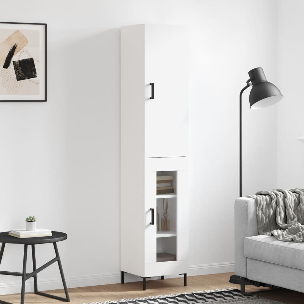 Visoka komoda bijeli 34,5x34x180 cm od konstruiranog drva
