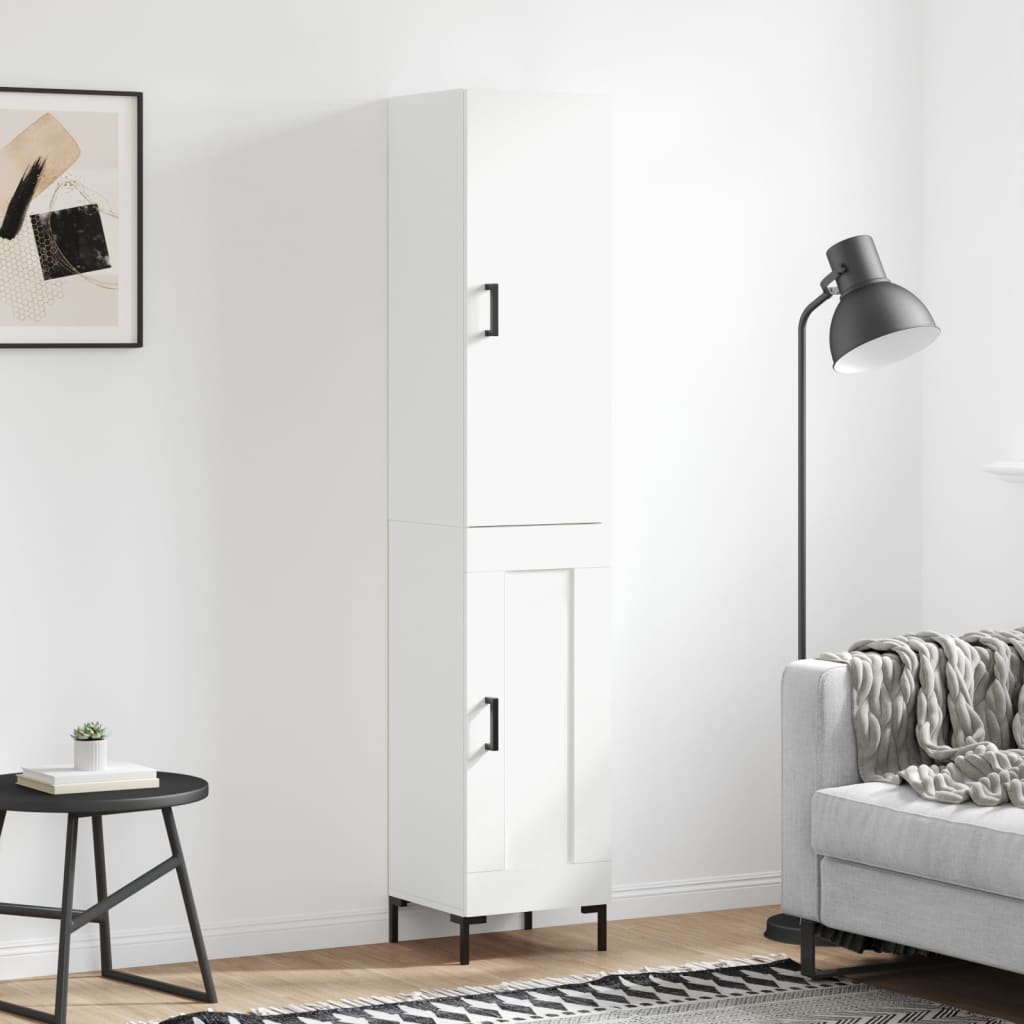 Visoka komoda bijeli 34,5x34x180 cm od konstruiranog drva