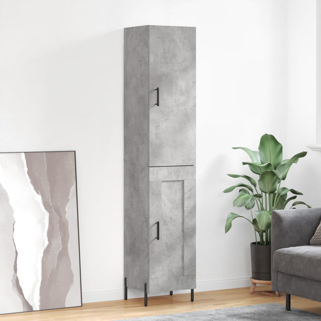 Visoka komoda siva betona 34,5x34x180 cm od konstruiranog drva