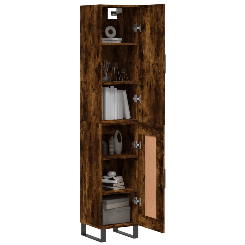 Visoka komoda dimljeni hrast 34,5x34x180cm konstruiranog drva