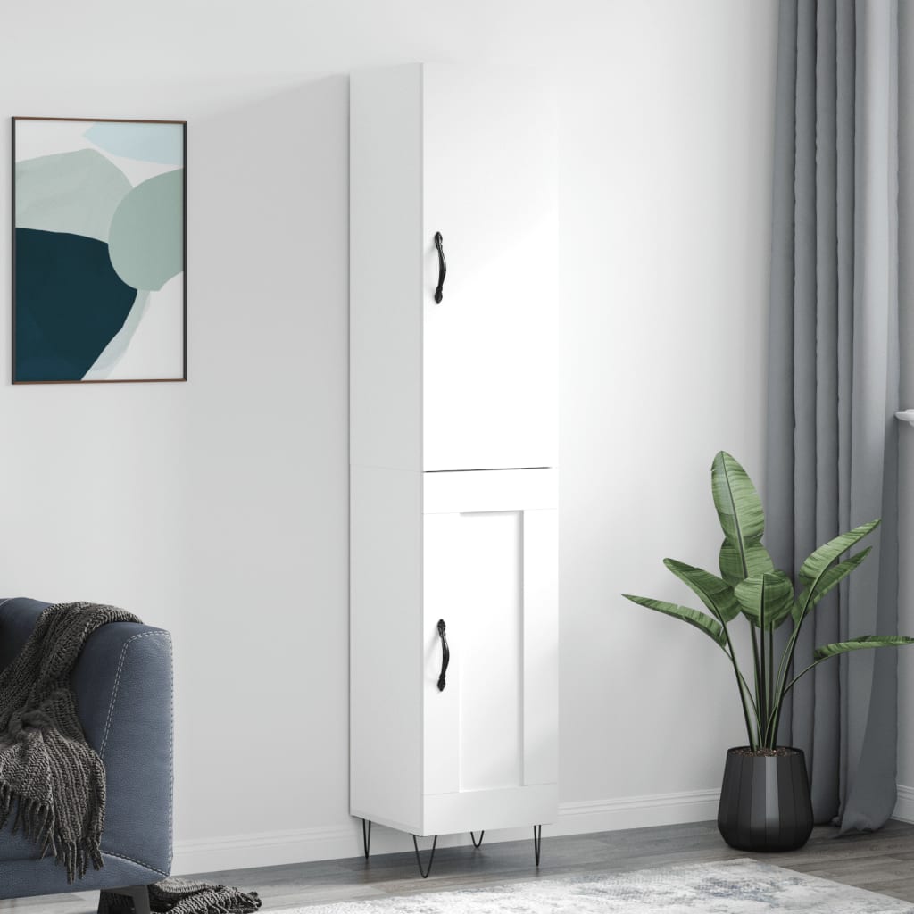 Visoka komoda bijeli 34,5x34x180 cm od konstruiranog drva