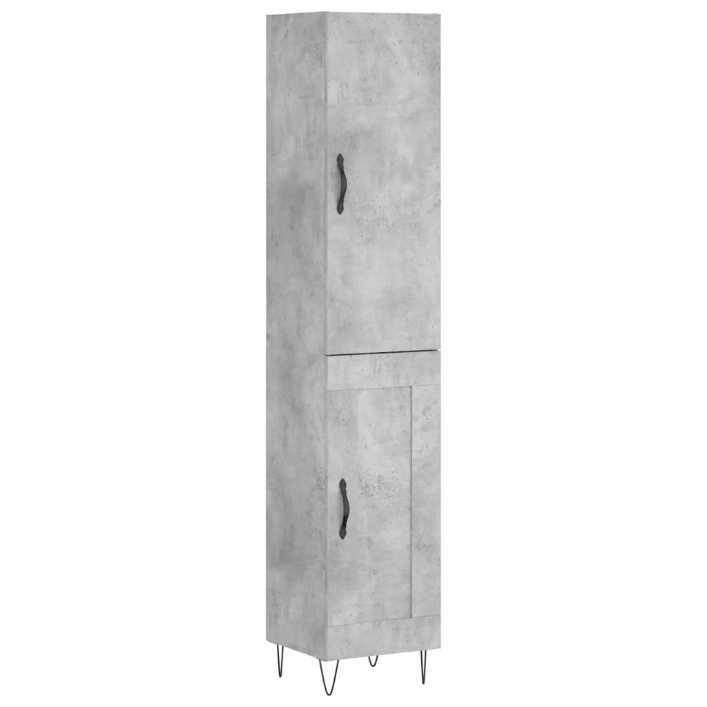 Visoka komoda siva betona 34,5x34x180 cm od konstruiranog drva