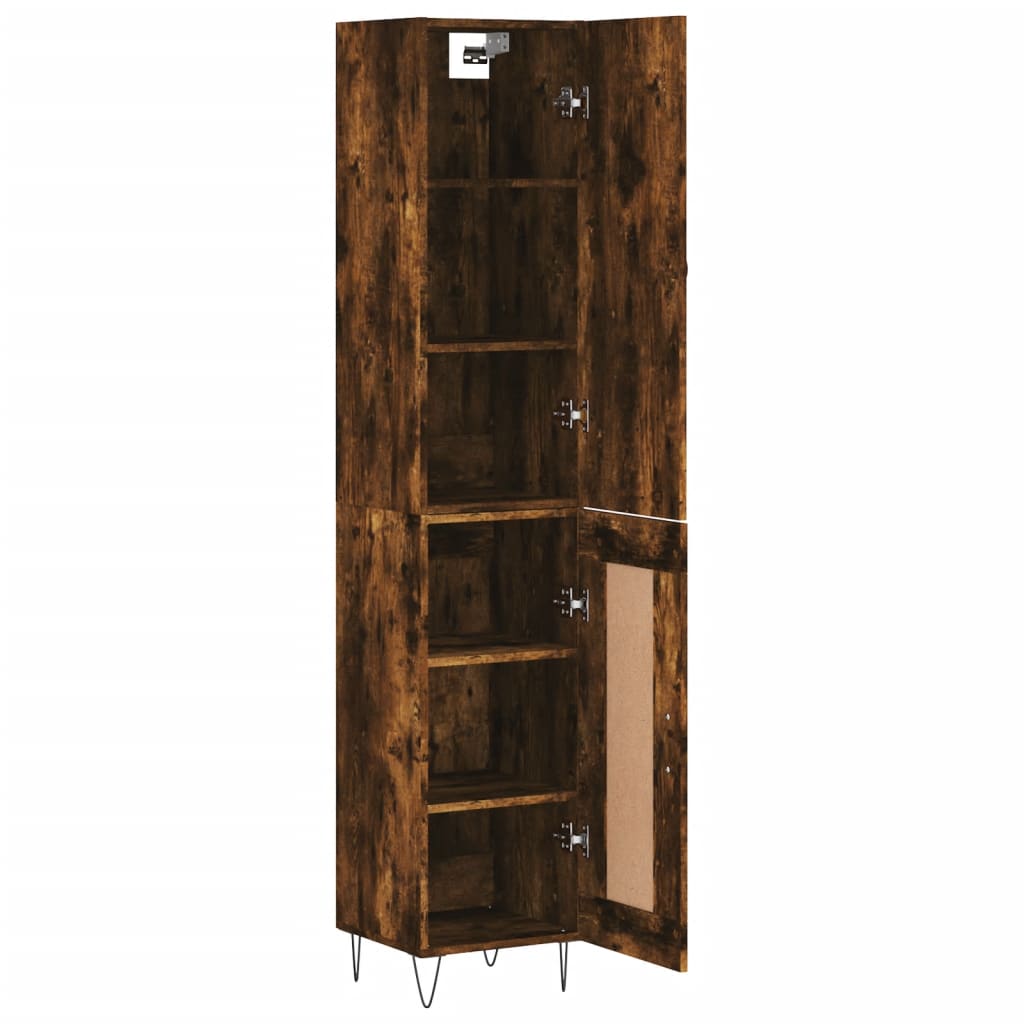Visoka komoda dimljeni hrast 34,5x34x180cm konstruiranog drva