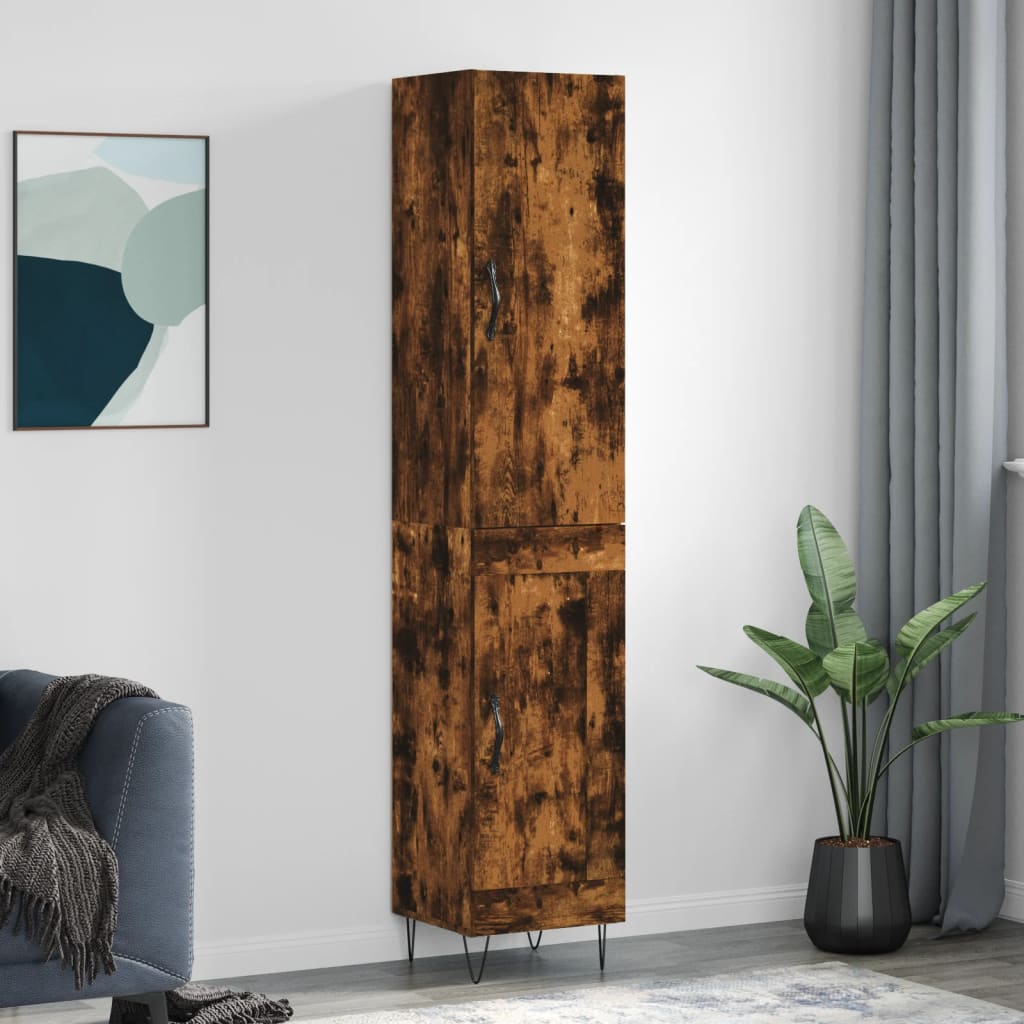 Visoka komoda dimljeni hrast 34,5x34x180cm konstruiranog drva